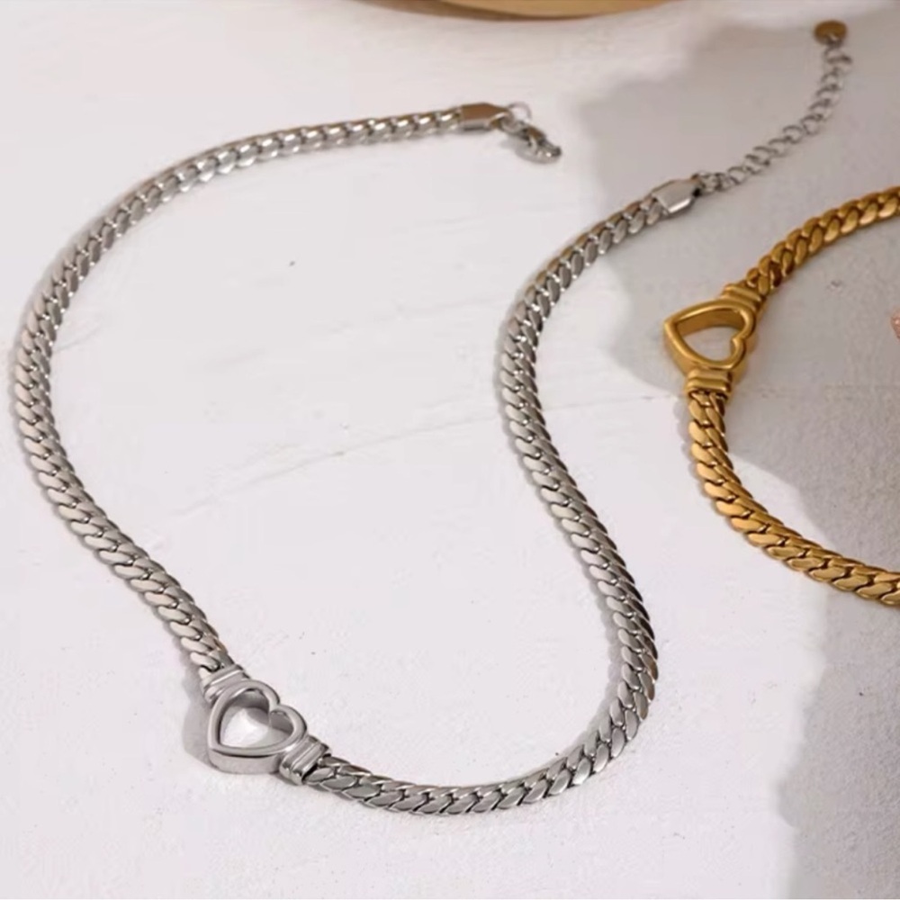 NWT Gorgeous Heart Chain Necklace in Silver